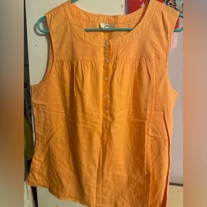 J.Jill Orange Linen Blend Button-Front Sleeveless Tank Women’s Medium